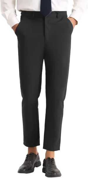 Lars Amadeus Dress Pants for Men's Slim Fit Flat Front Work Office Tapered Chino Pants
