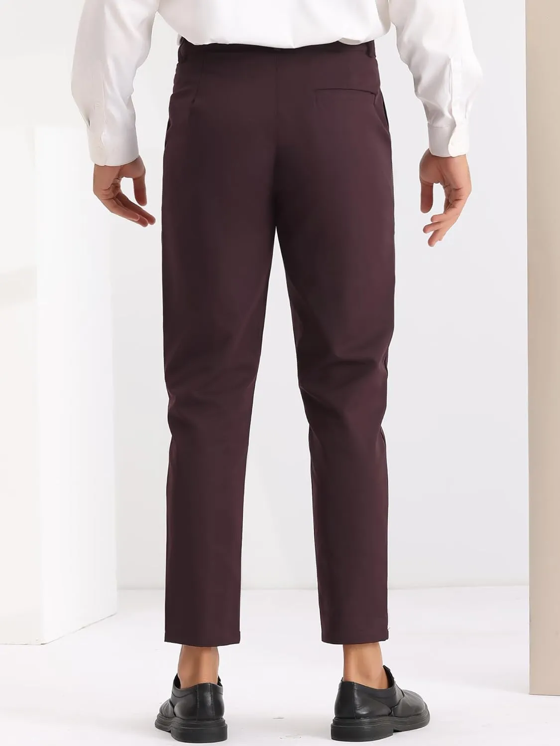 Lars Amadeus Dress Pants for Men's Slim Fit Flat Front Work Office Tapered Chino Pants