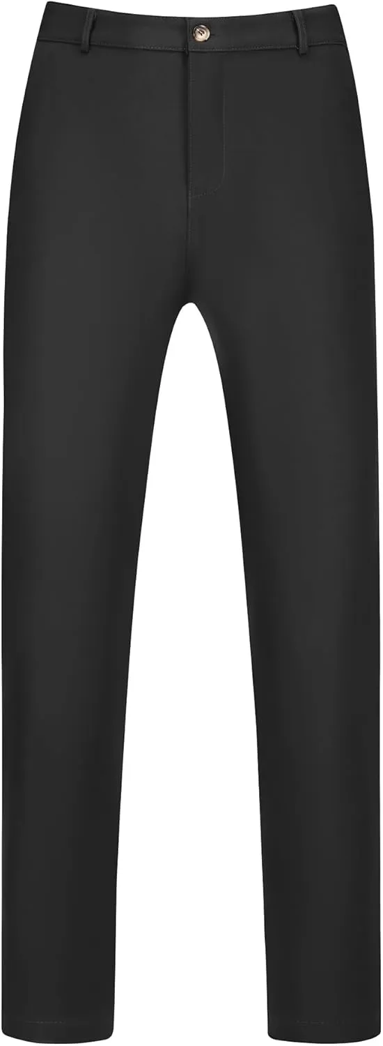 Lars Amadeus Dress Pants for Men's Slim Fit Flat Front Work Office Tapered Chino Pants