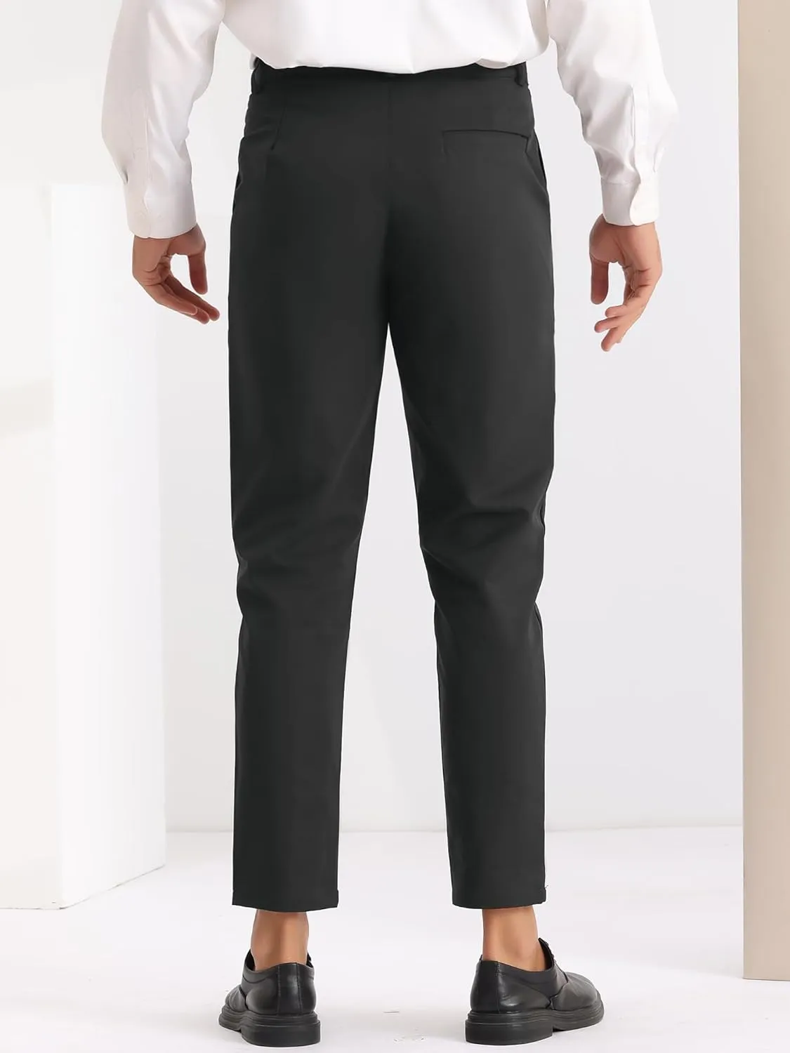Lars Amadeus Dress Pants for Men's Slim Fit Flat Front Work Office Tapered Chino Pants