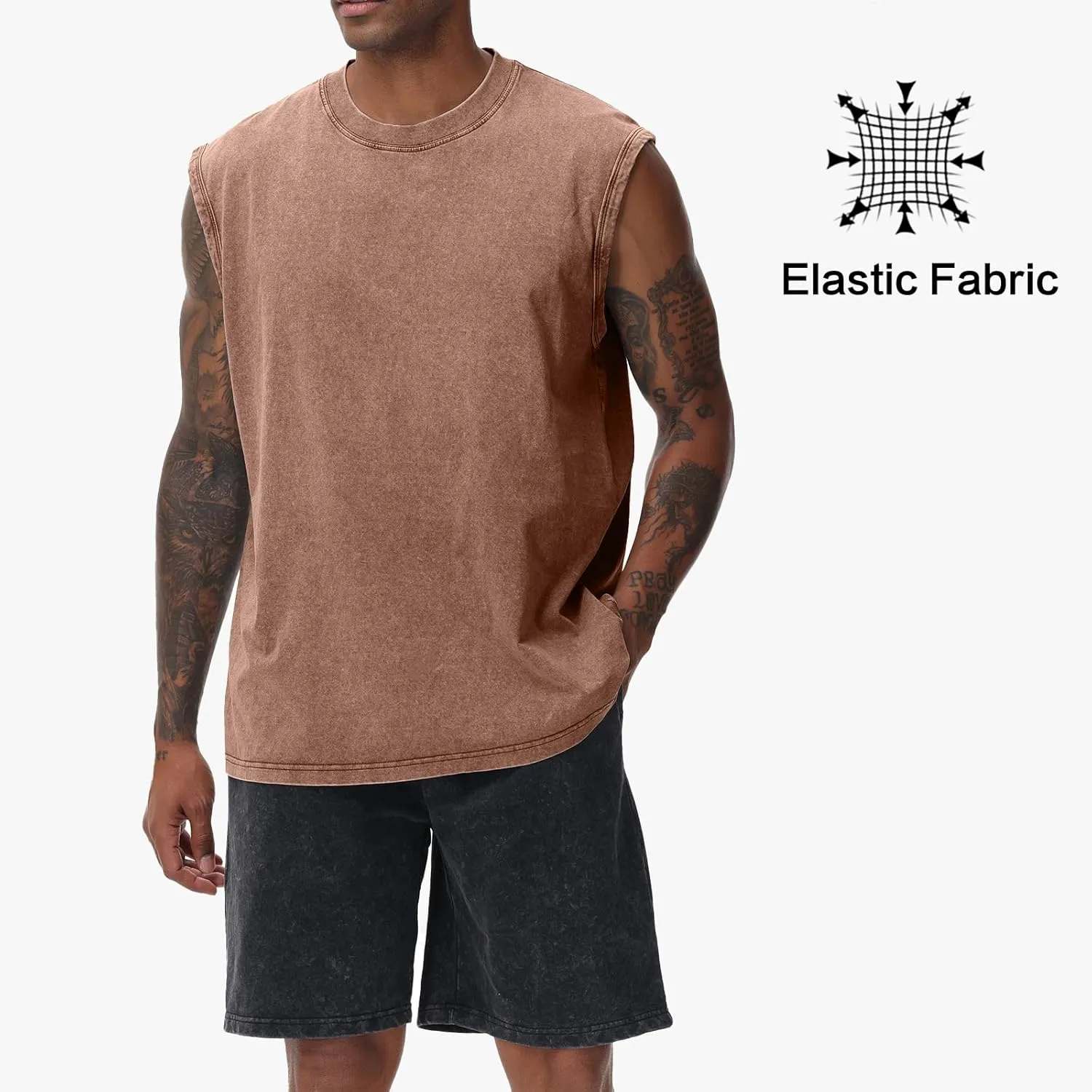 Mens Cotton Sleeveless Tank Tops Cut Off Muscle Gym T Shirts Running Beach Loose Fit Tees
