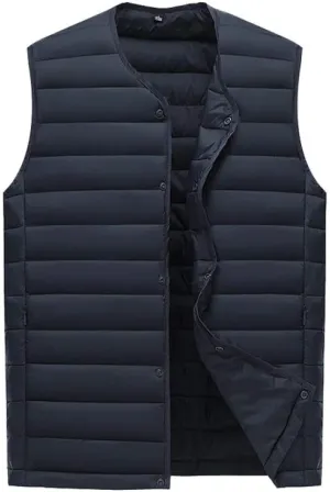 Men's Down Vest - Vest Men Autumn Jackets Thin Vests Man Sleeveless Coats Male Collarless Warm Cotton-Padded WAIS