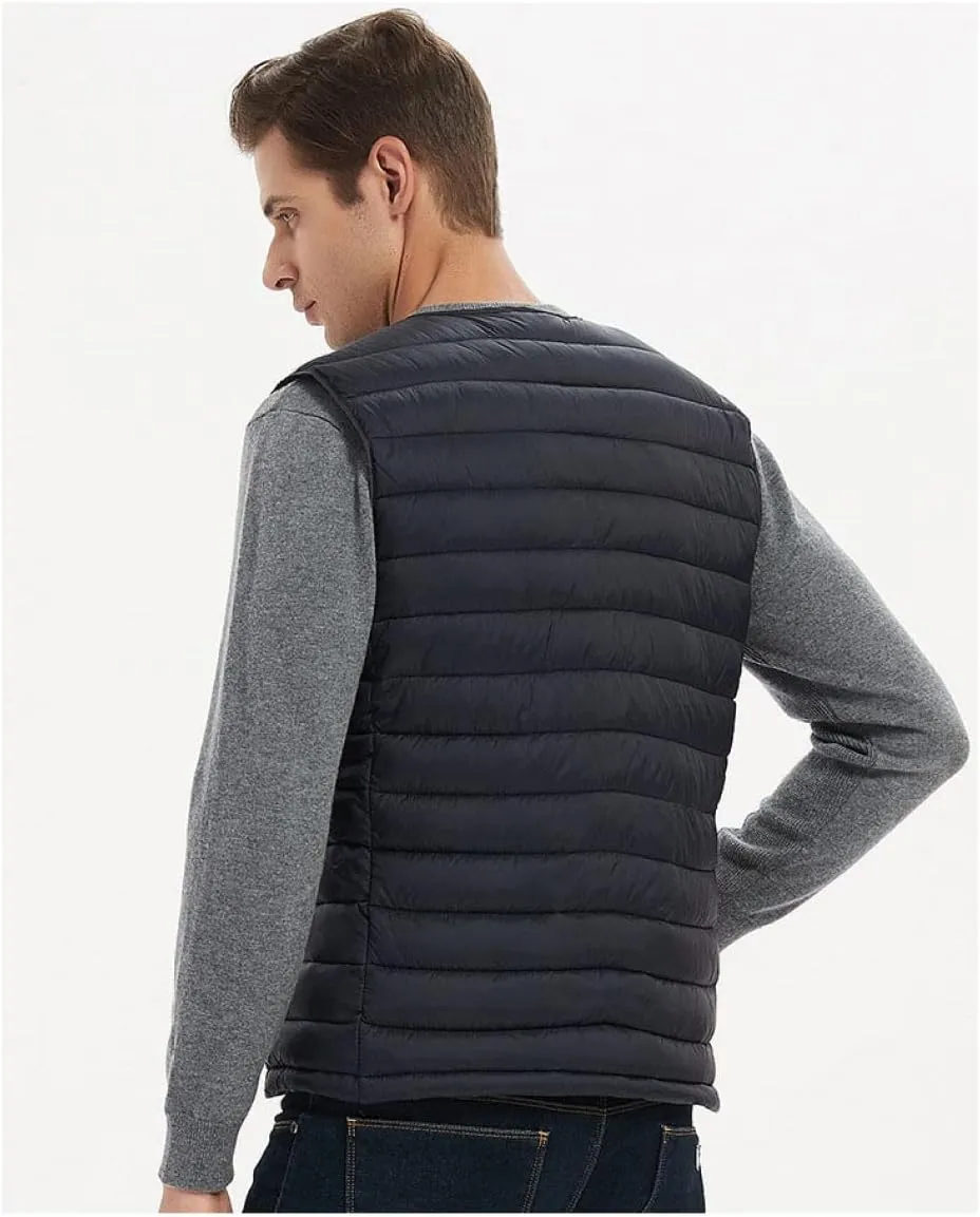Men's Down Vest - Vest Men Autumn Jackets Thin Vests Man Sleeveless Coats Male Collarless Warm Cotton-Padded WAIS
