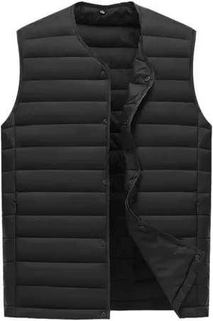 Men's Down Vest - Vest Men Autumn Jackets Thin Vests Man Sleeveless Coats Male Collarless Warm Cotton-Padded WAIS