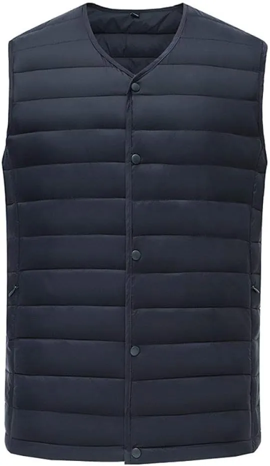 Men's Down Vest - Vest Men Autumn Jackets Thin Vests Man Sleeveless Coats Male Collarless Warm Cotton-Padded WAIS