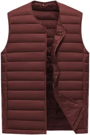 Men's Down Vest - Vest Men Autumn Jackets Thin Vests Man Sleeveless Coats Male Collarless Warm Cotton-Padded WAIS