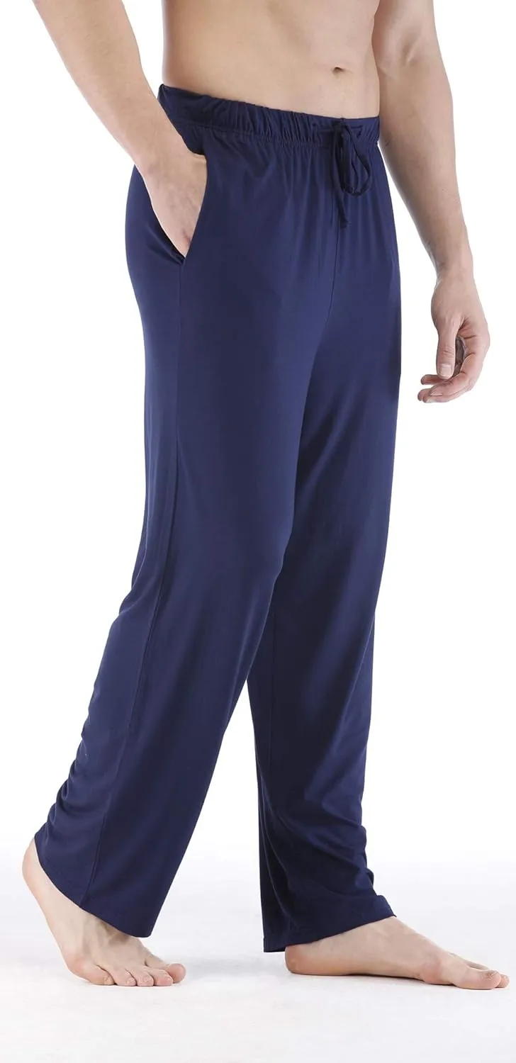 Mens Pajama Pants - Viscose Made from Bamboo, Soft Sleep Pants Comfy Drawstring Lounge Bottom with Pockets Sweatpants