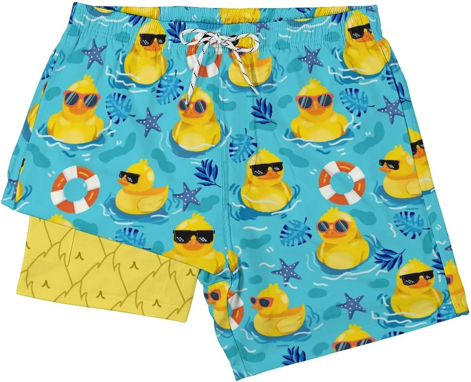 Mens Swim Trunks with Compression Liner 5 Inseam Quick Dry Swimwear Bathing Suit Swimming Board Shorts with 4 Pocket