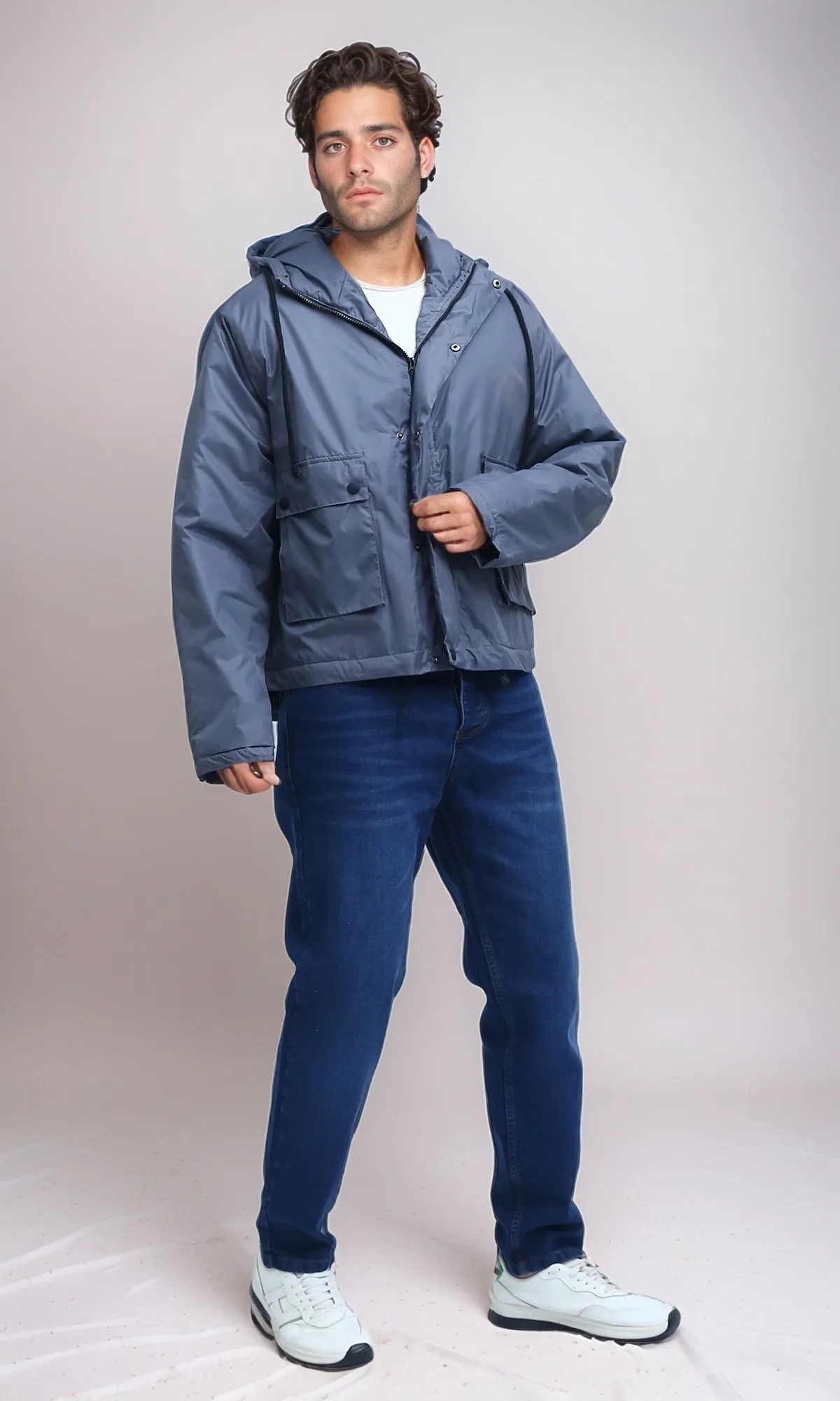 O198254 - Winter Relaxed Fit Jacket with Front Pockets - Dark Grey