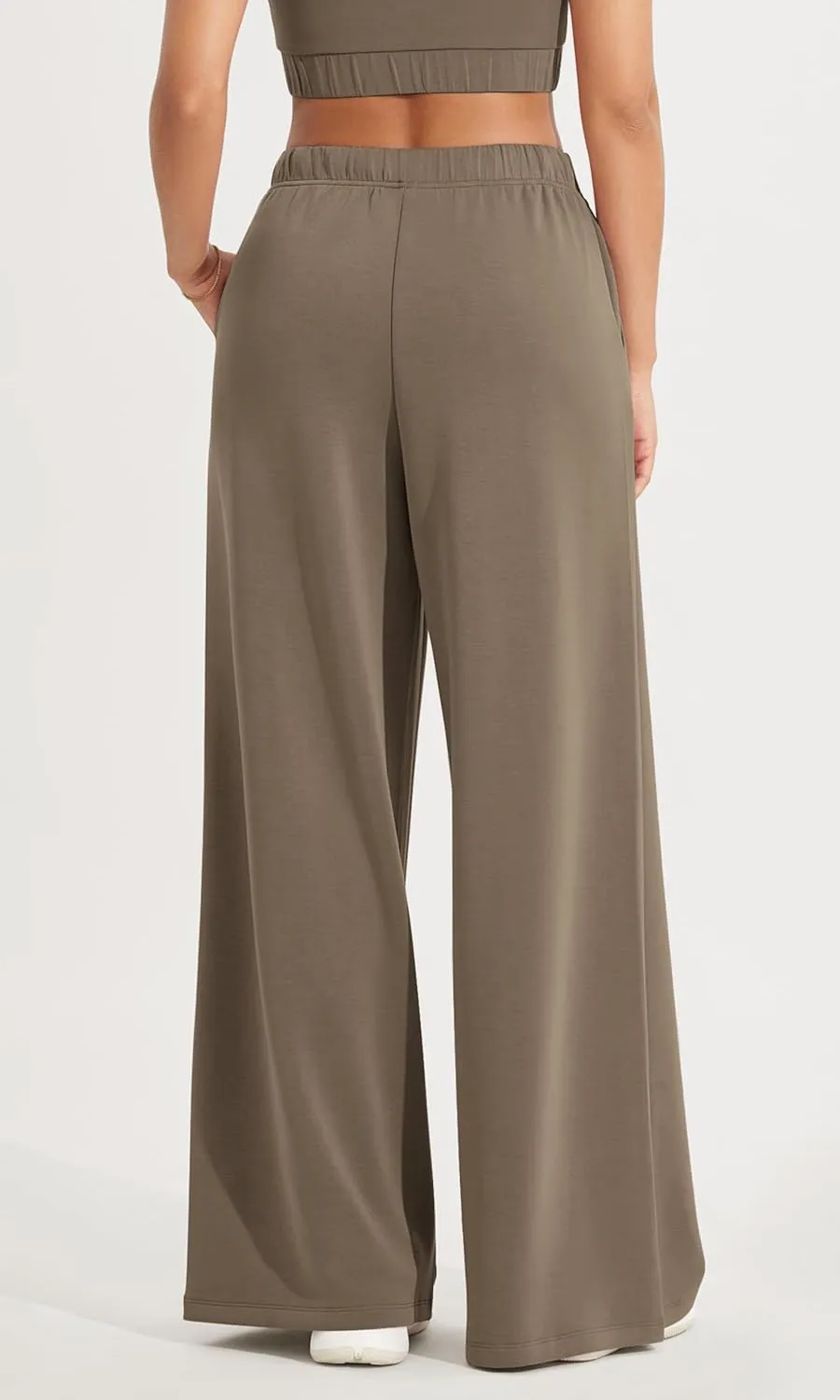 ODODOS Women's Modal Soft Extra Wide Leg Pants with Pockets Drawstring High Waist Pull-On Casual Pants