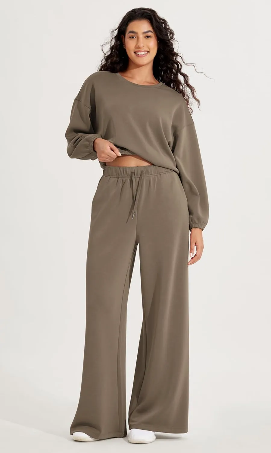 ODODOS Women's Modal Soft Extra Wide Leg Pants with Pockets Drawstring High Waist Pull-On Casual Pants