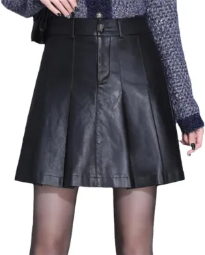 Office Midi Skirts Women Leather Maxi Skirt High Waist Pocket Skirts
