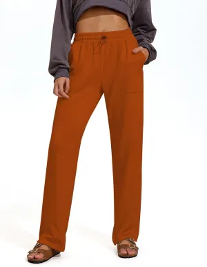 PINSPARK Womens Straight Leg Sweatpants Casual Athletic Workout Pants Stretch Soft Lounge Pants with Pockets