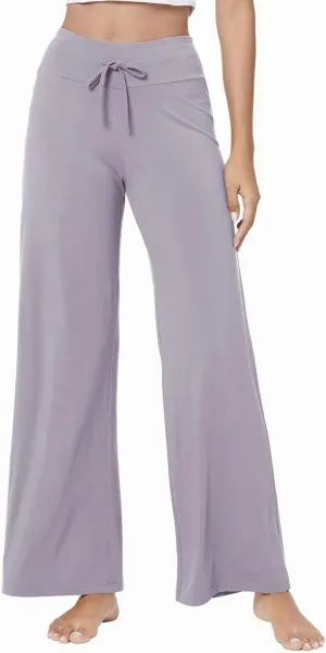 QUALFORT Women's Pants Soft Wide Leg Pants Stretchy Casual Bottoms Soft Pajama Pants