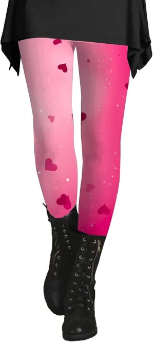 QWENTMTNTY Women's Boho Printed Leggings Soft Stretchy Skinny Tights High Waisted Workout Athletic Fitness Yoga Pants