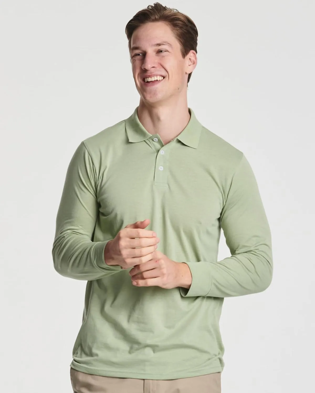Real Essentials 3 Pack Men's Cotton Jersey Long-Sleeve Polo Shirt - Casual Workwear Office (Available in Big & Tall)