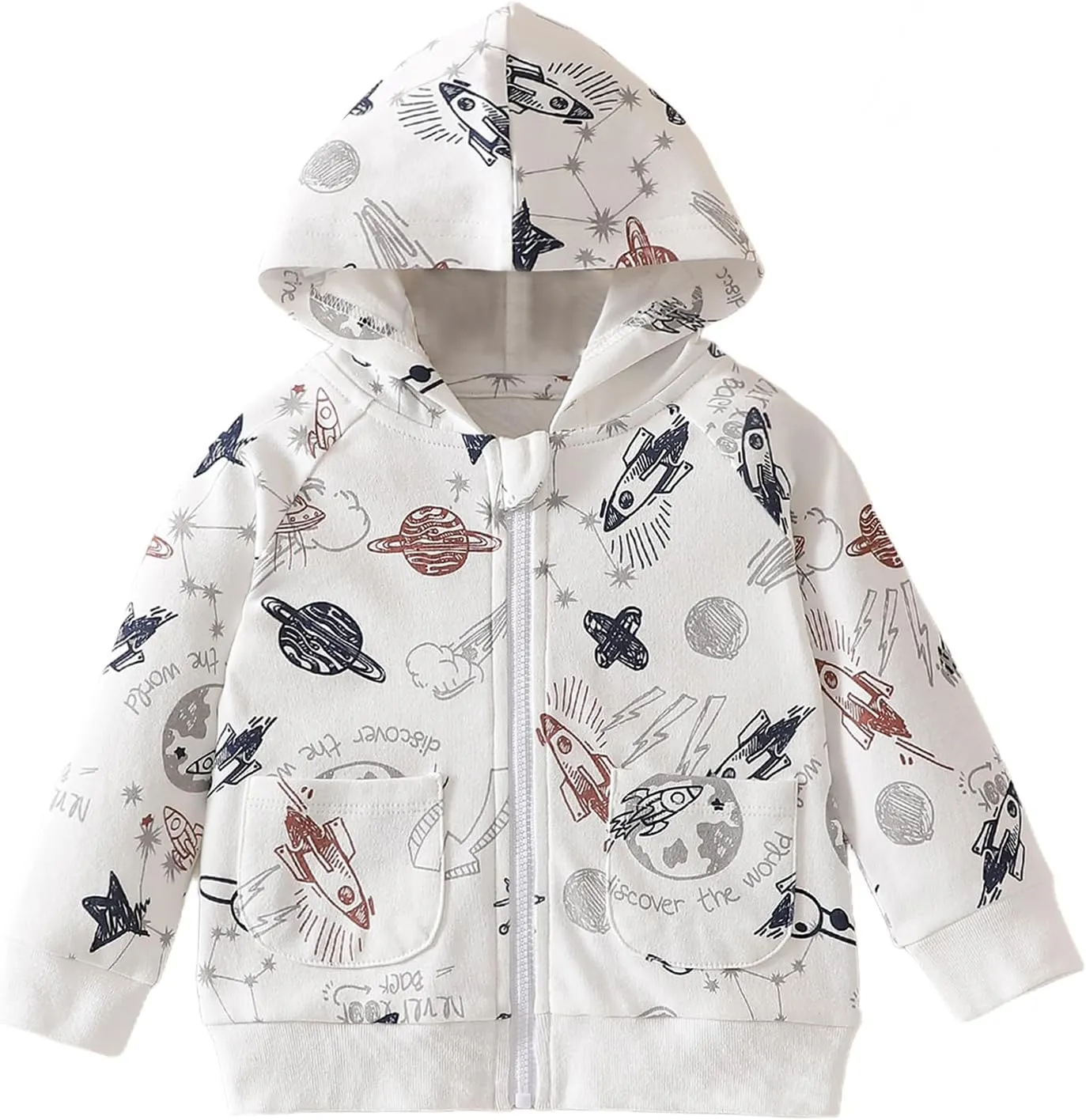 ROMPERINBOX Baby Hoodie for Boy Girl, Full Zip-up Lightweight Thin Jackets Coat Sweatshirts 0-24 Months