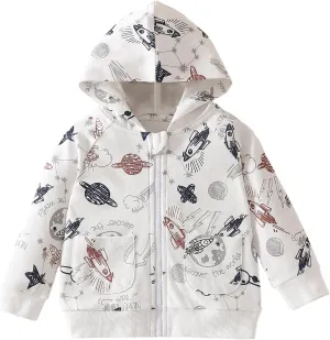 ROMPERINBOX Baby Hoodie for Boy Girl, Full Zip-up Lightweight Thin Jackets Coat Sweatshirts 0-24 Months