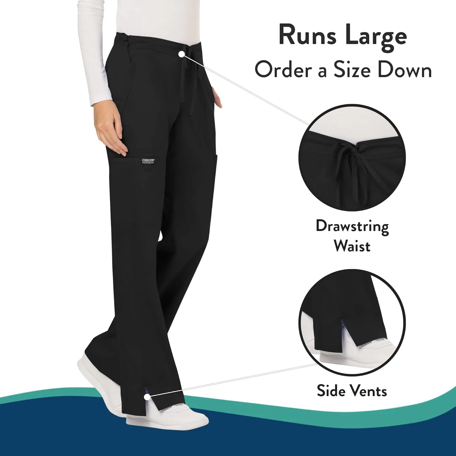 Scrubs for Women Workwear Revolution, Drawstring Scrub Pants, Soft Stretch WW120