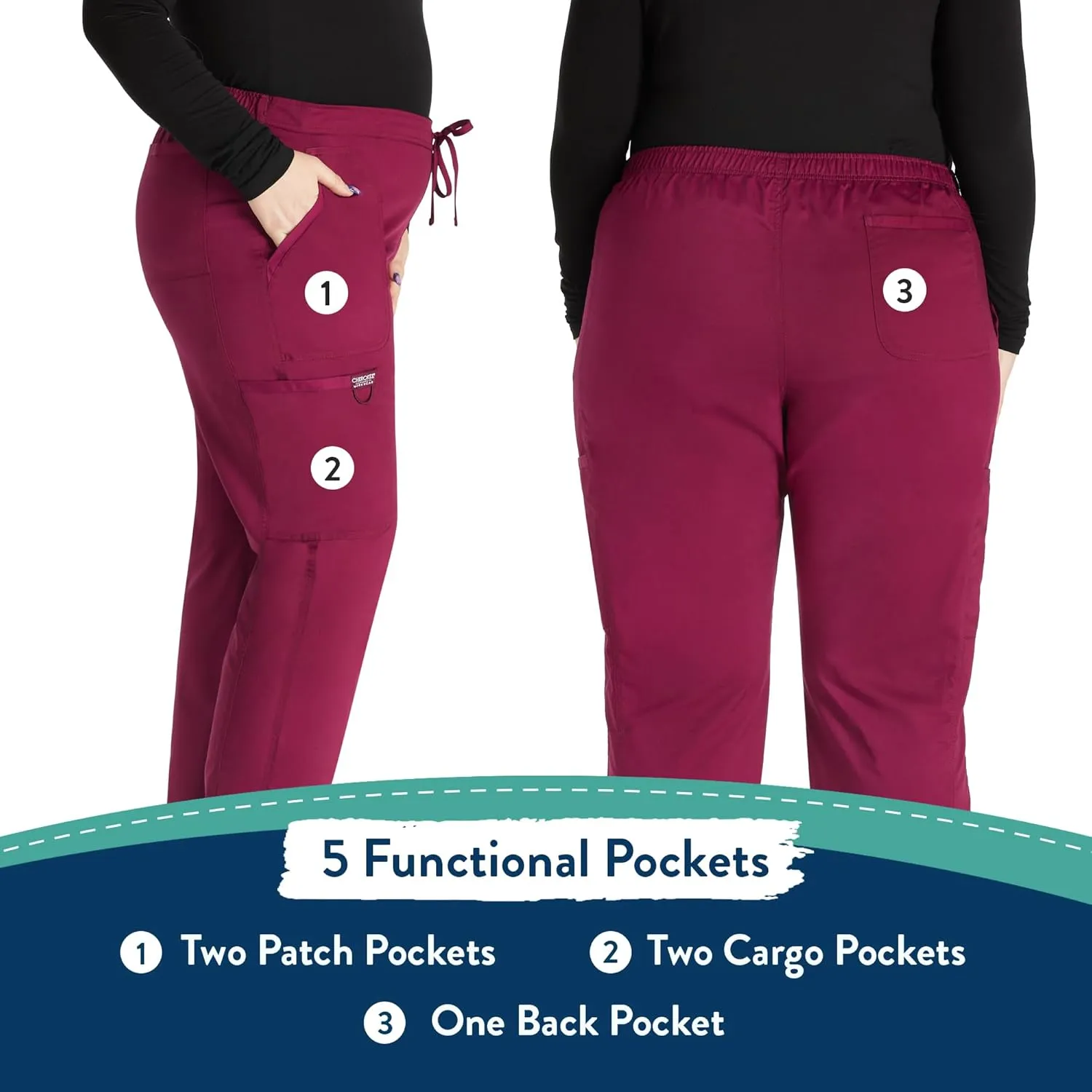 Scrubs for Women Workwear Revolution, Drawstring Scrub Pants, Soft Stretch WW120