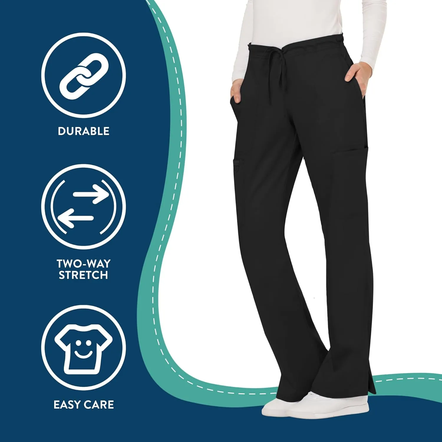 Scrubs for Women Workwear Revolution, Drawstring Scrub Pants, Soft Stretch WW120