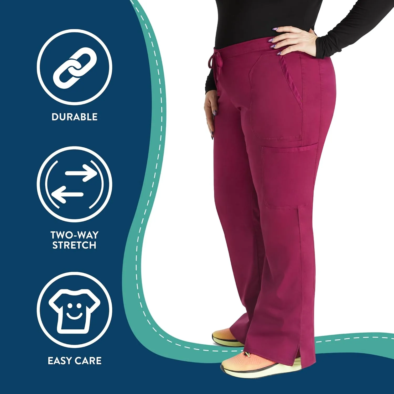 Scrubs for Women Workwear Revolution, Drawstring Scrub Pants, Soft Stretch WW120