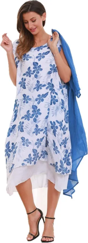 SIMPLY COUTURE Women's Double-Tier Loose Summer Floral Tank Dress Cardigan