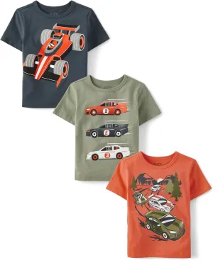 The Children's Place Baby and Toddler Boys' Vehicle Short Sleeve Graphic T-Shirts, Multipack