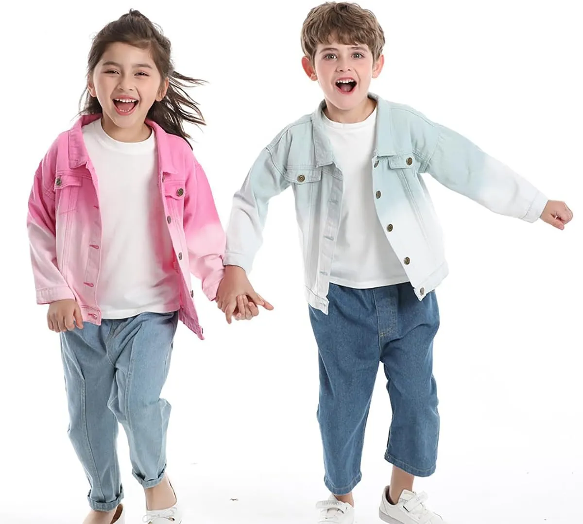 Toddler Baby Boys Girls Fall Clothes Thin Denim Jackets Kids Tie Dye Ripped Jeans Coats Button Down Outerwear