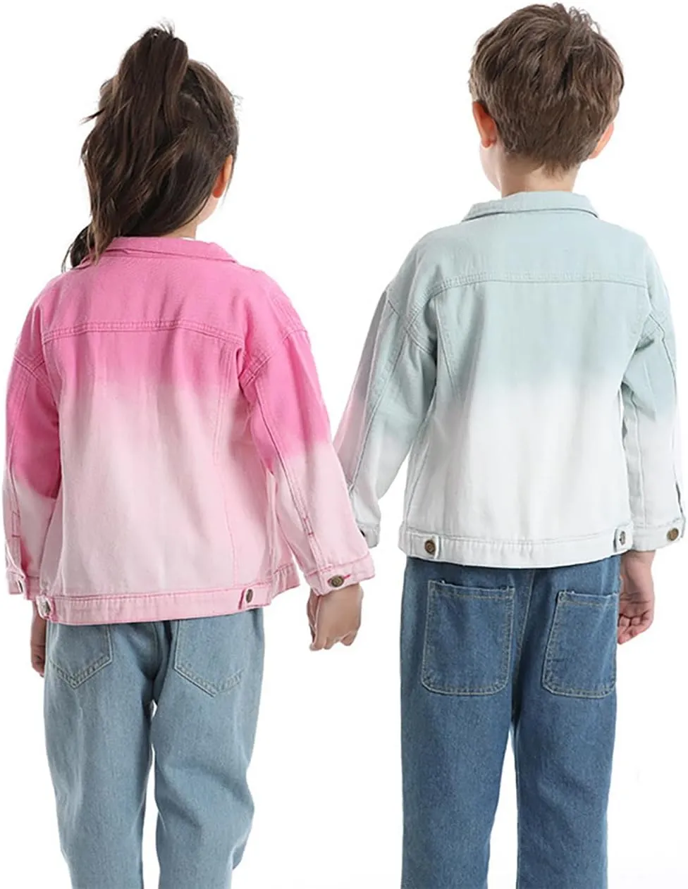 Toddler Baby Boys Girls Fall Clothes Thin Denim Jackets Kids Tie Dye Ripped Jeans Coats Button Down Outerwear