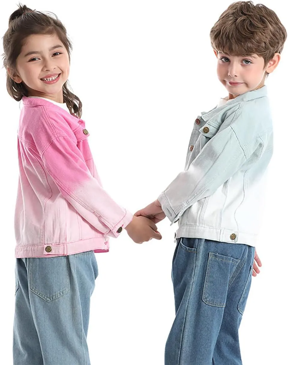 Toddler Baby Boys Girls Fall Clothes Thin Denim Jackets Kids Tie Dye Ripped Jeans Coats Button Down Outerwear