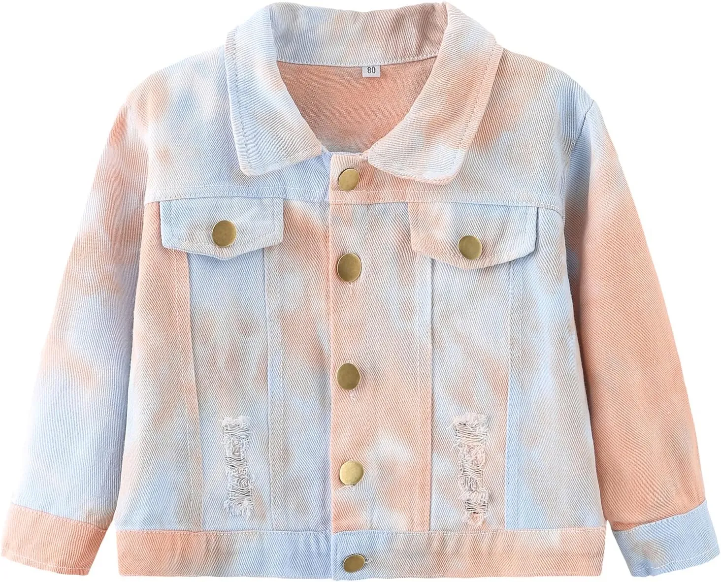 Toddler Baby Boys Girls Fall Clothes Thin Denim Jackets Kids Tie Dye Ripped Jeans Coats Button Down Outerwear