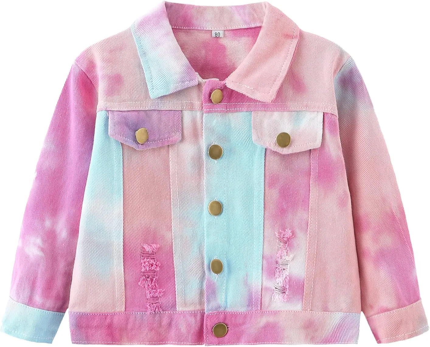 Toddler Baby Boys Girls Fall Clothes Thin Denim Jackets Kids Tie Dye Ripped Jeans Coats Button Down Outerwear