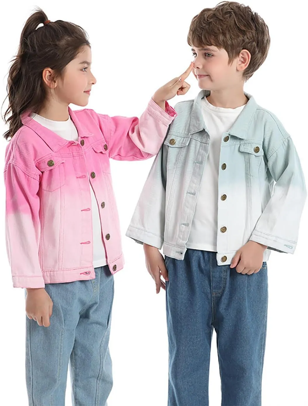 Toddler Baby Boys Girls Fall Clothes Thin Denim Jackets Kids Tie Dye Ripped Jeans Coats Button Down Outerwear