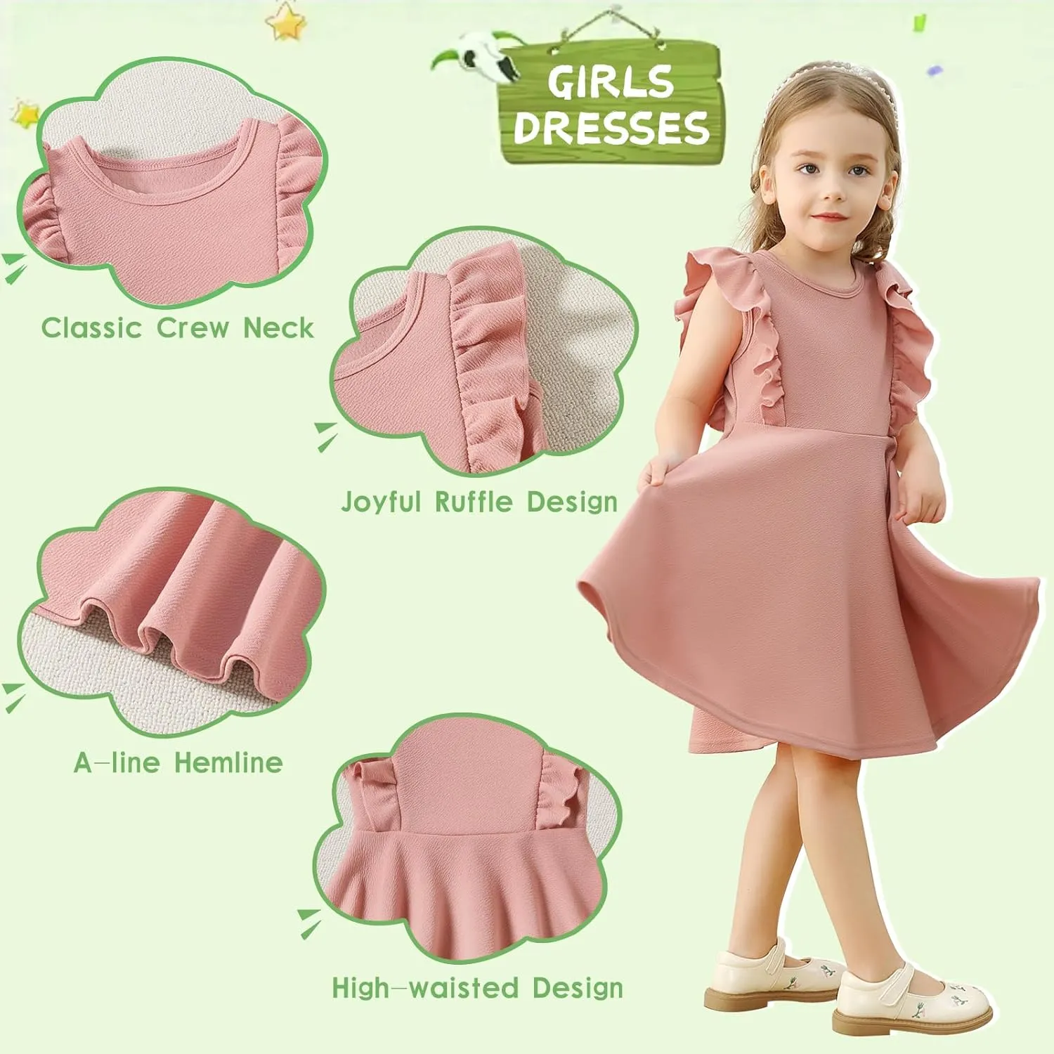 Toddler Dress Summer Baby Girls Sleeveless Ruffle Dresses for Girls Casual Birthday Party Beach Kids Sundress