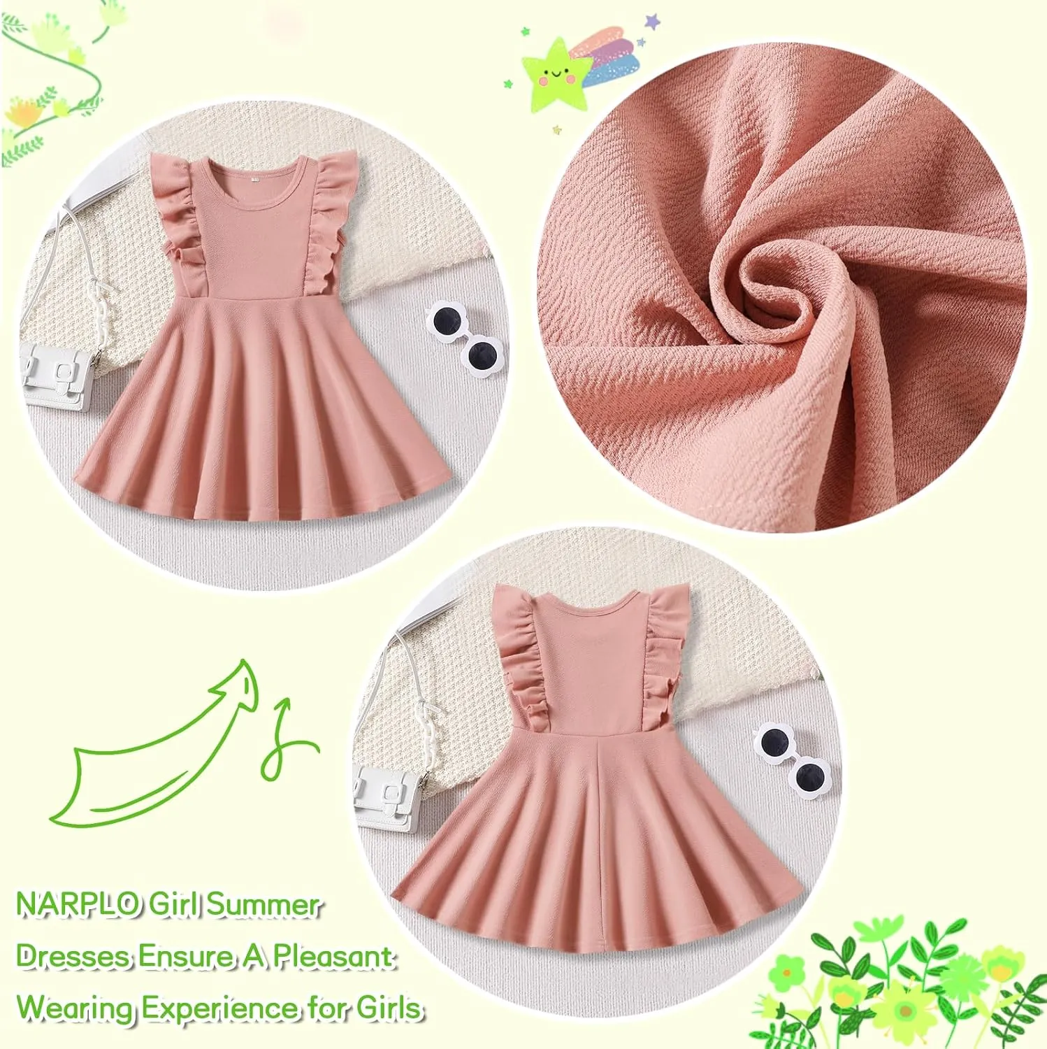 Toddler Dress Summer Baby Girls Sleeveless Ruffle Dresses for Girls Casual Birthday Party Beach Kids Sundress