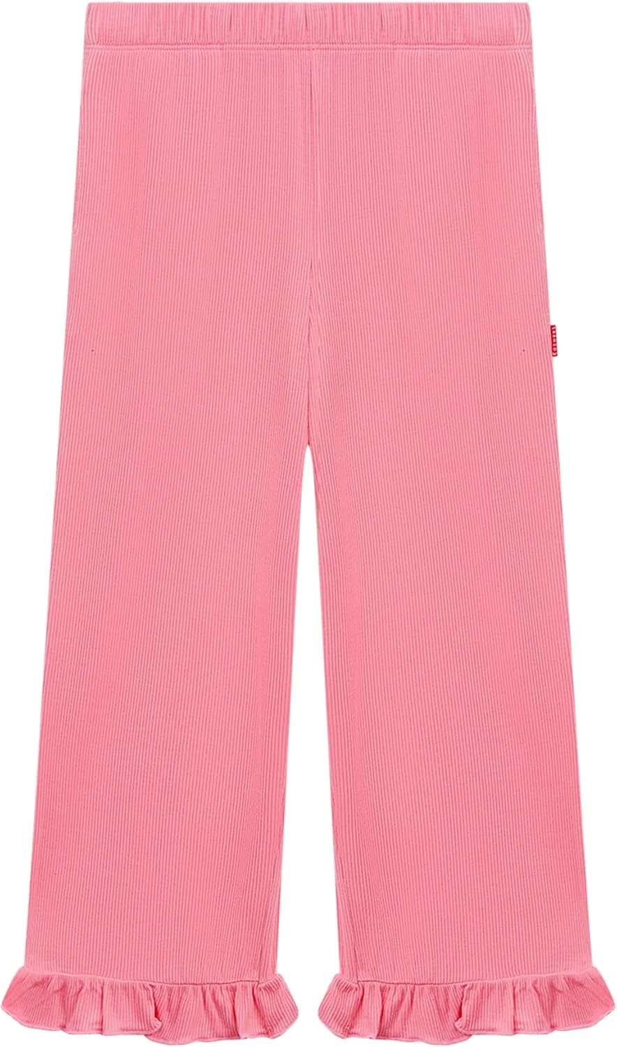Toddler Girl Pants Soft Bamboo Viscose Casual Ruffle Wide Leg Trousers for Kids with Pockets