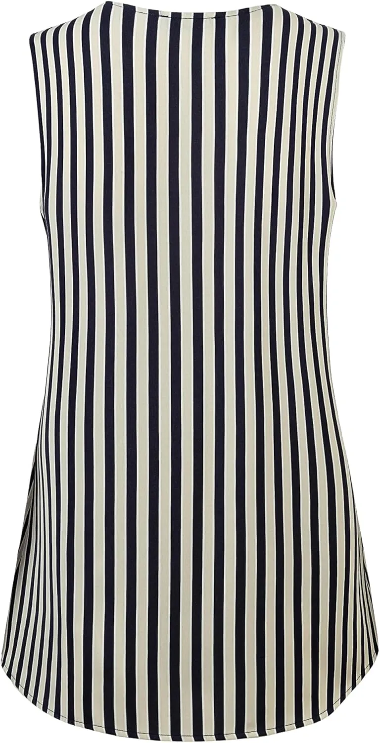 Unixseque Women's Casual V Neck Sleeveless Tunics Tank Tops Blouses Summer Office Work Shirts