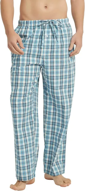 Vulcanodon Men's Cotton Woven Pajama Pants, Soft Lounge Pajama Pants with big pockets for Men Plaid Pj Bottoms