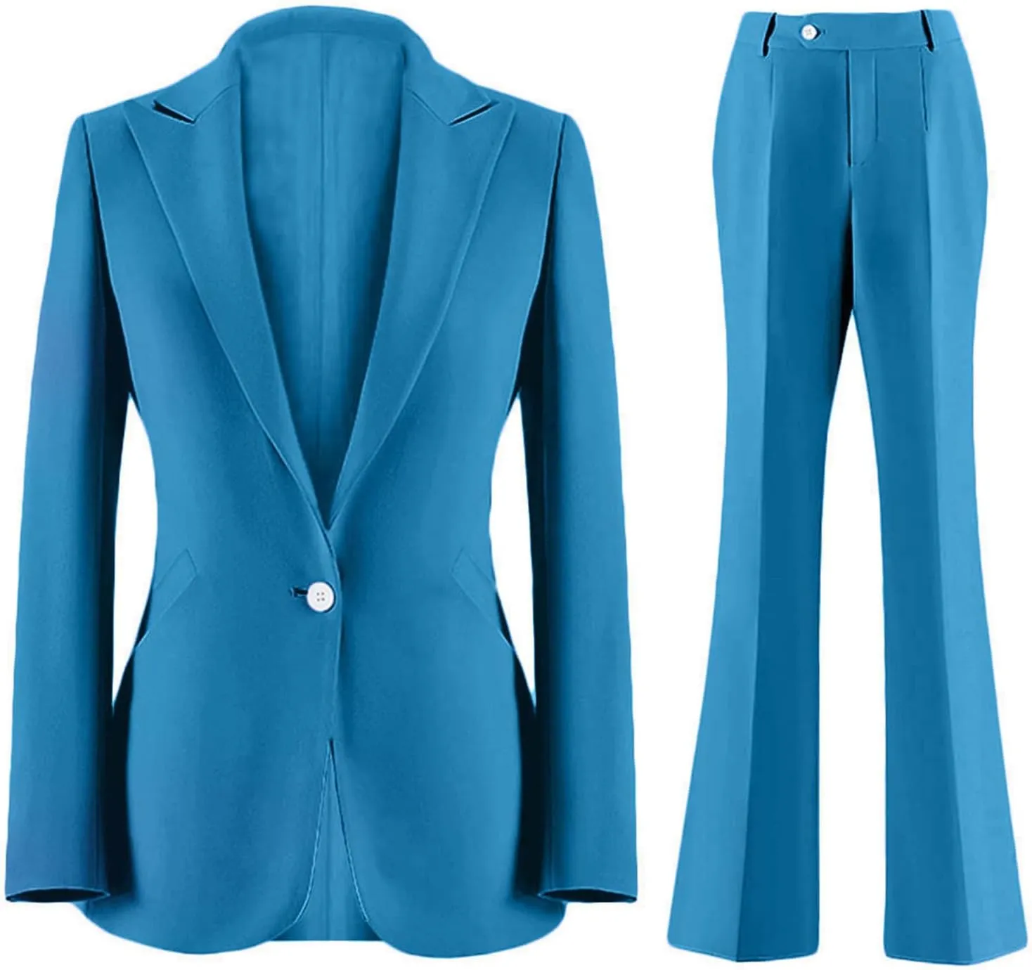 Wemaliyzd Women's Suits 2 Piece Work Office Peak Lapel Slim Fit Office Lady Blazer Pants