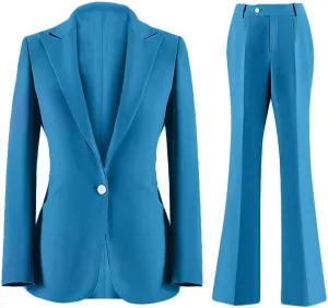 Wemaliyzd Women's Suits 2 Piece Work Office Peak Lapel Slim Fit Office Lady Blazer Pants