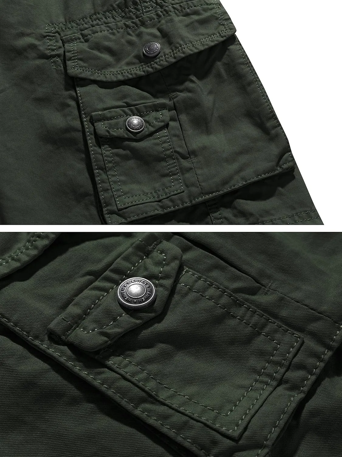 WenVen Men's Cotton Twill Cargo Shorts Classic Relaxed Fit- Reg and Big & Tall Sizes