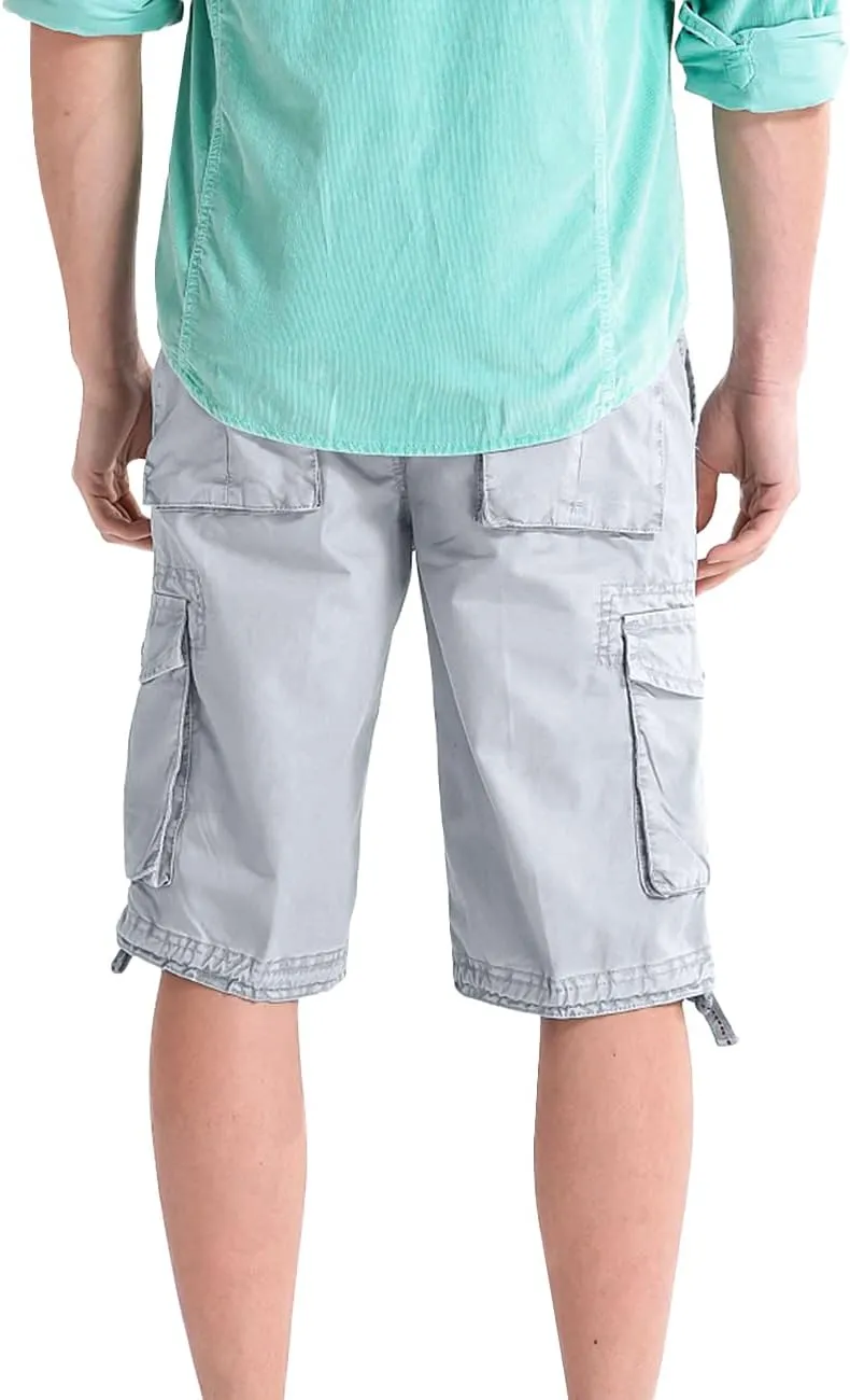 WenVen Men's Cotton Twill Cargo Shorts Classic Relaxed Fit- Reg and Big & Tall Sizes