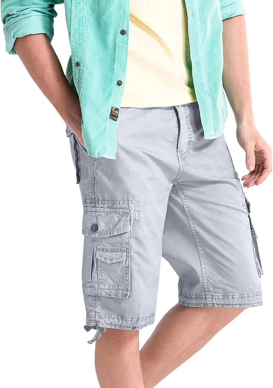 WenVen Men's Cotton Twill Cargo Shorts Classic Relaxed Fit- Reg and Big & Tall Sizes