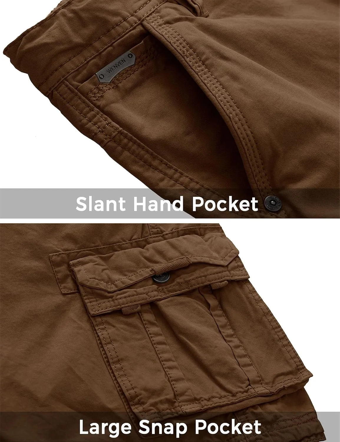 WenVen Men's Cotton Twill Cargo Shorts Classic Relaxed Fit- Reg and Big & Tall Sizes