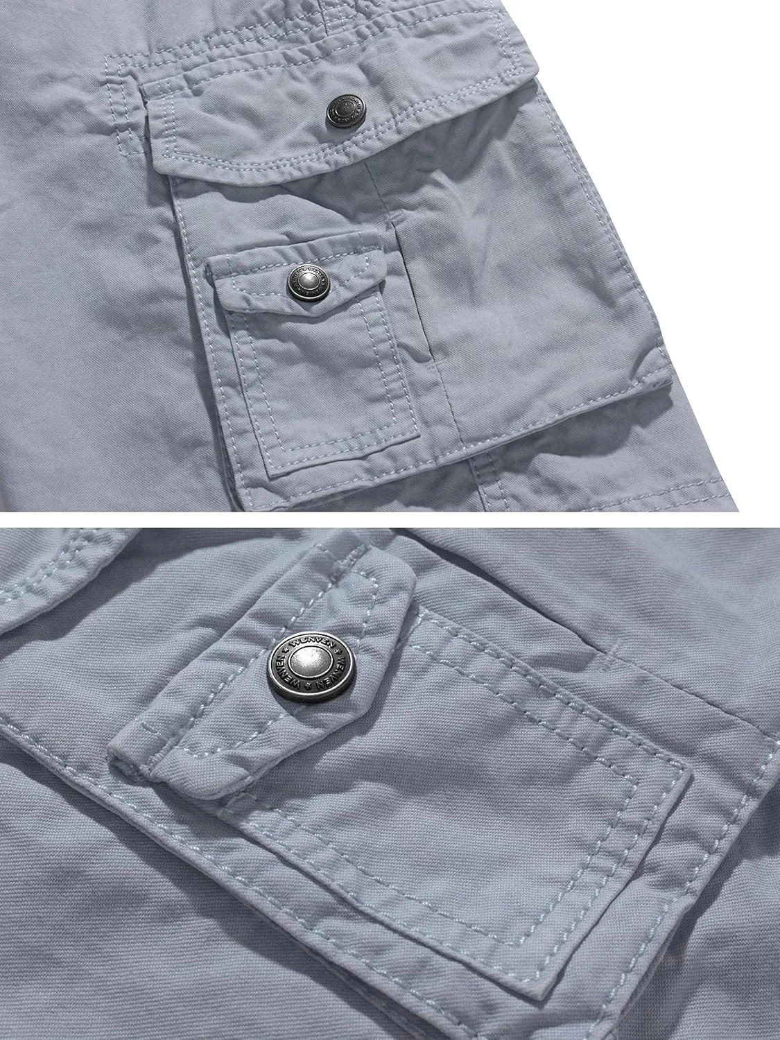 WenVen Men's Cotton Twill Cargo Shorts Classic Relaxed Fit- Reg and Big & Tall Sizes