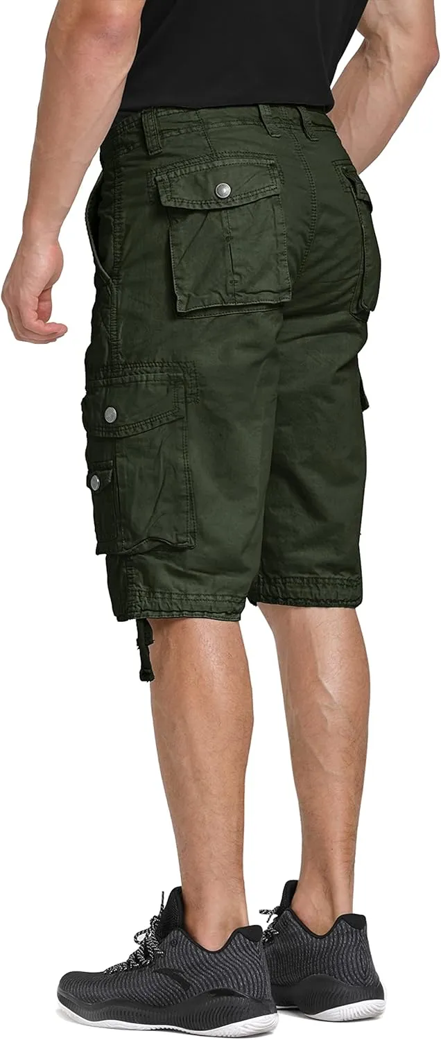 WenVen Men's Cotton Twill Cargo Shorts Classic Relaxed Fit- Reg and Big & Tall Sizes