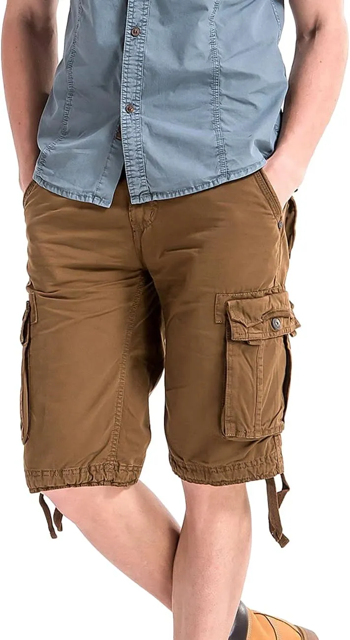 WenVen Men's Cotton Twill Cargo Shorts Classic Relaxed Fit- Reg and Big & Tall Sizes