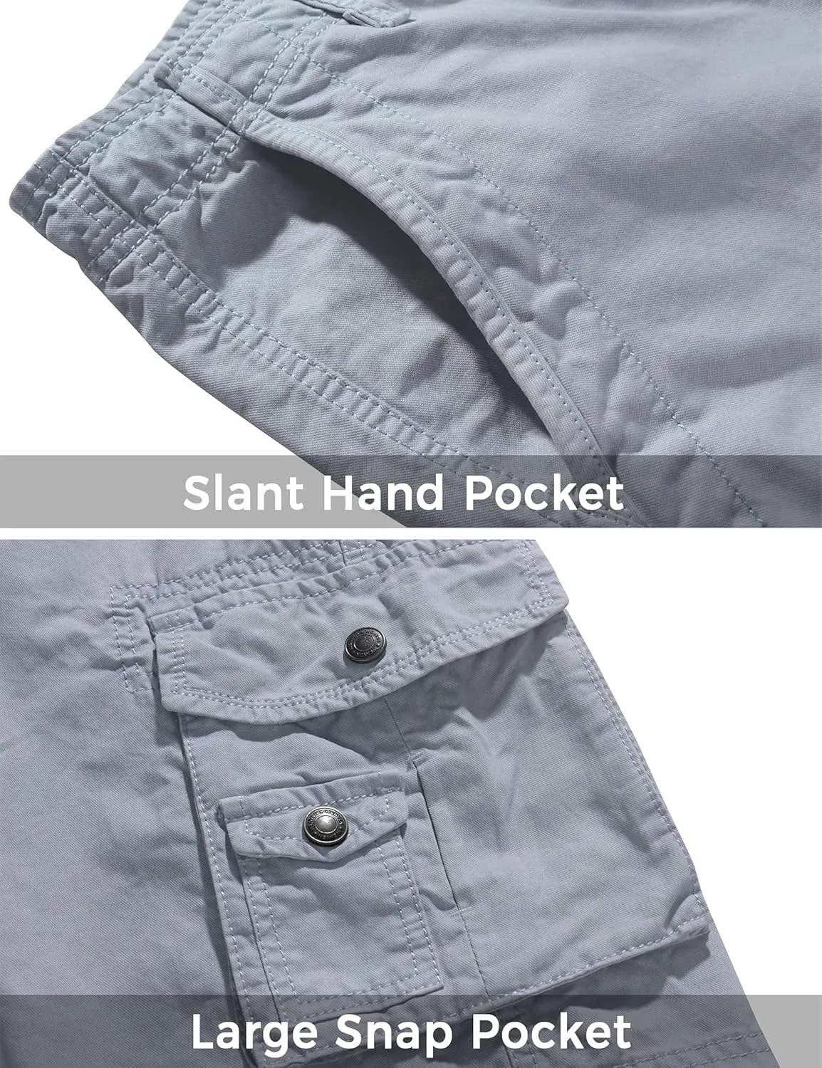 WenVen Men's Cotton Twill Cargo Shorts Classic Relaxed Fit- Reg and Big & Tall Sizes