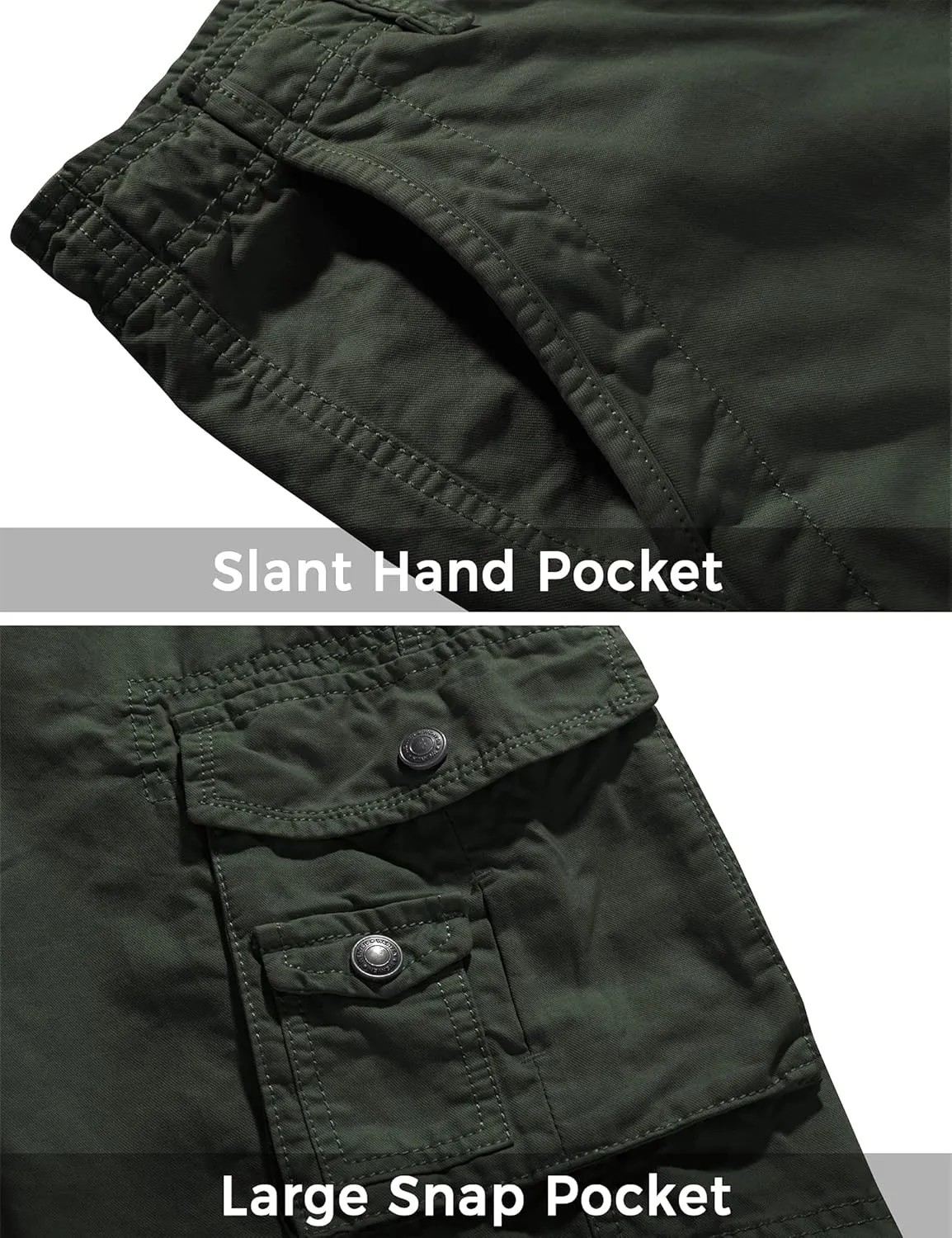 WenVen Men's Cotton Twill Cargo Shorts Classic Relaxed Fit- Reg and Big & Tall Sizes